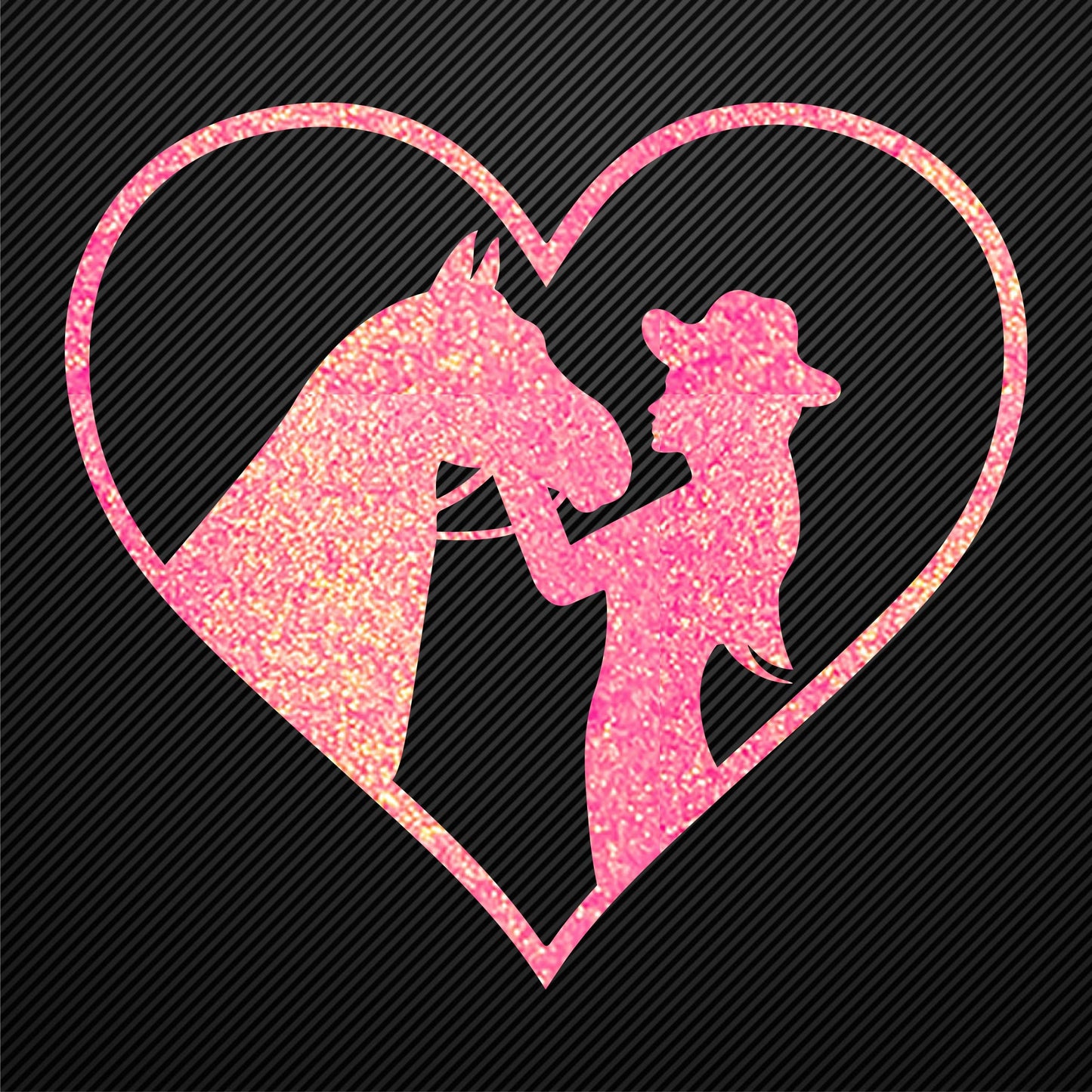 Glitzerdeals Bügelmotiv Cowgirl Aufbügler Pferd und Mädchen im Herz Glitzer Bügelbild Glitter Pferde Bügelmotiv Reiterin Glitzerbild