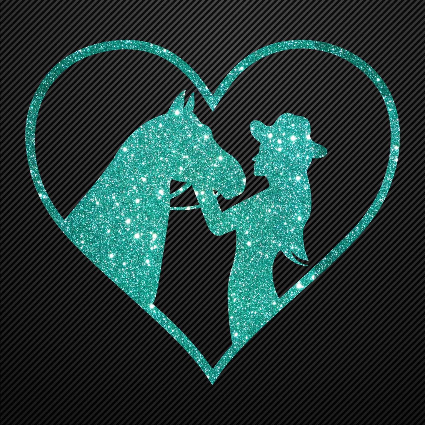 Glitzerdeals Bügelmotiv Cowgirl Aufbügler Pferd und Mädchen im Herz Glitzer Bügelbild Glitter Pferde Bügelmotiv Reiterin Glitzerbild