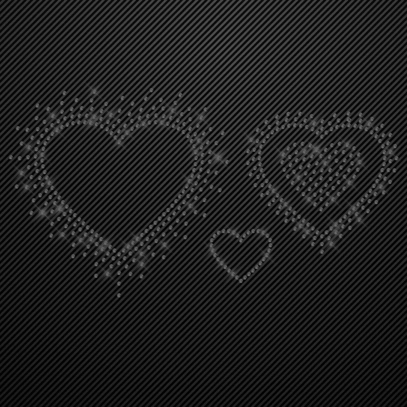 Strass Bügelbild Herzen 3er Set Strassmotiv zum Aufbügeln Aufbügler Herz Hotfix iron-on-rhinestone transfer hearts Bügelmotiv Strass Herz