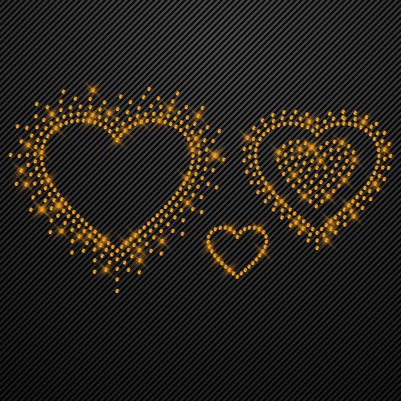 Strass Bügelbild Herzen 3er Set Strassmotiv zum Aufbügeln Aufbügler Herz Hotfix iron-on-rhinestone transfer hearts Bügelmotiv Strass Herz