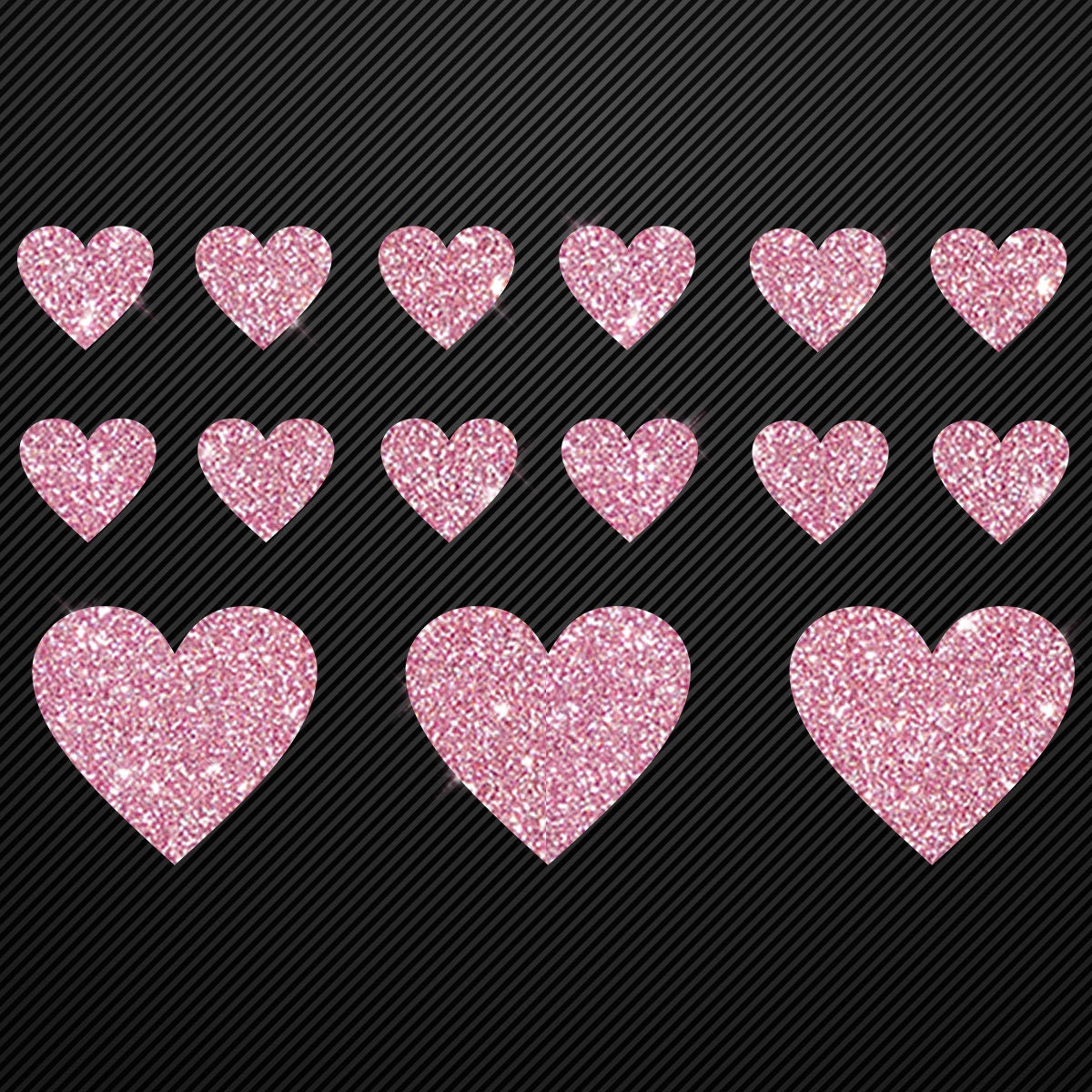Glitzerdeals Bügelbild Glitzer Herzen zum Aufbügeln Aufbügler Glitzer Herz Bügelmotiv Glitter Herz Set Glitzerbild Bügelbilder mit Glitzer