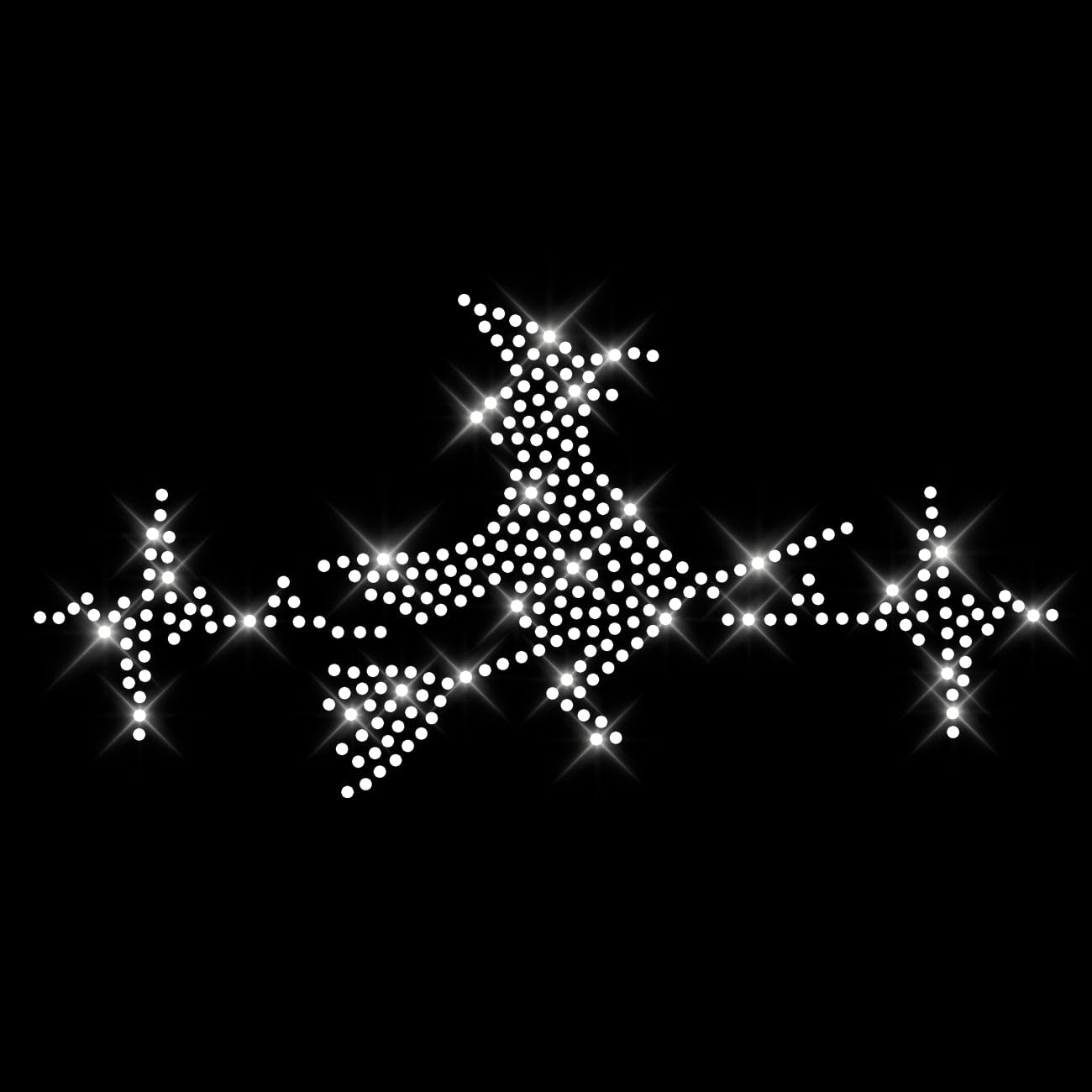 Glitzerdeals Bügelbilder Karneval Strass EKG Hexe auf Besen auf Herzlinie Aufbügler für Textilien Hexe Bügelmotiv Hexen Strass Bügelbild Hexe