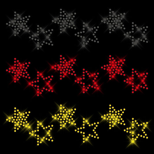 Glitzerdeals Bügelbild Strass Deutschland Sterne Set schwarz rot gold Strassmotiv zum Aufbügeln Fussball Bügelmotiv Soccer Strass Aufbügler Fussball