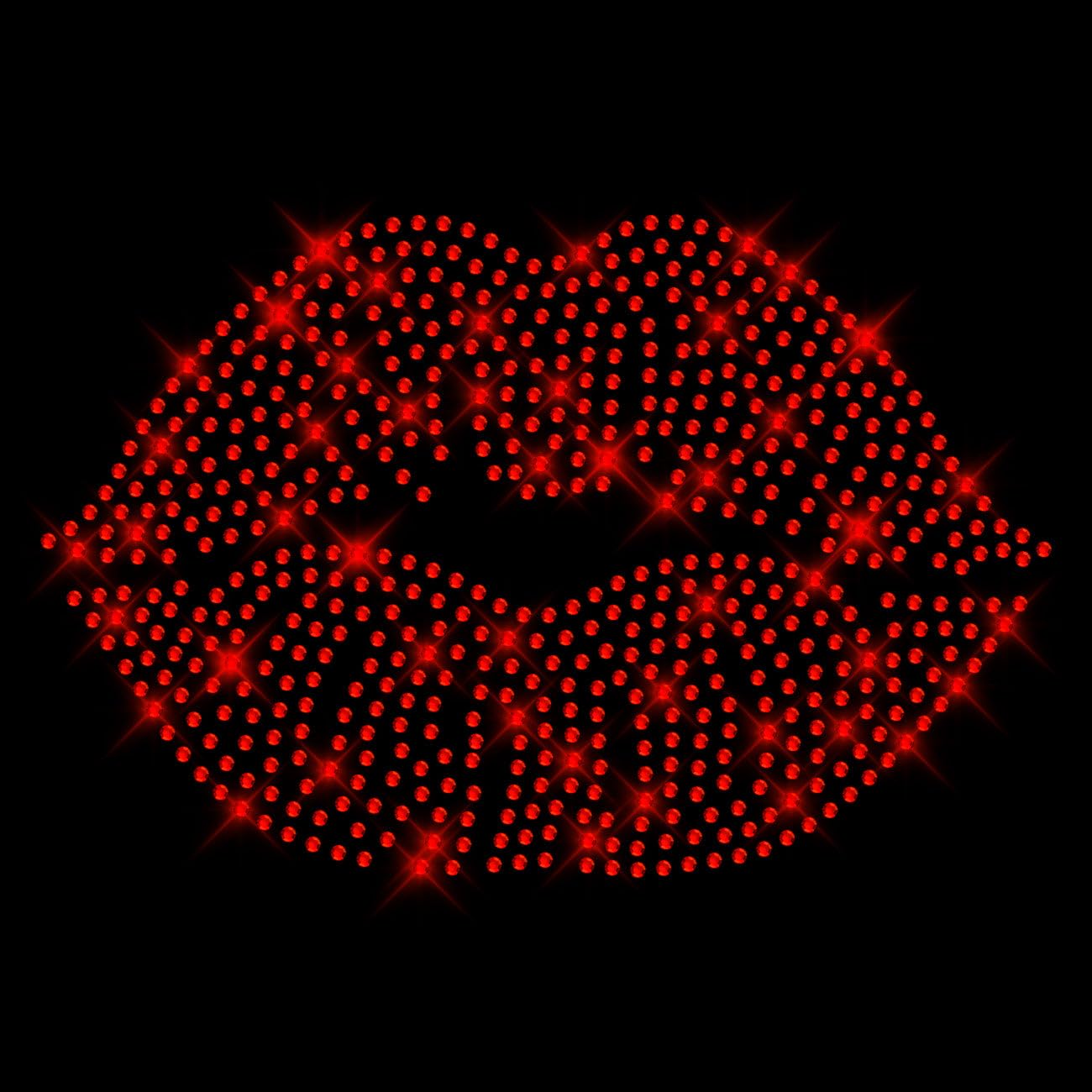 Glitzerdeals Bügelbilder Karneval Strass Lippen rot Mund Kussmund Aufbügler für Textilien Mund Bügelmotiv Lippen Strass Bügelbild Mund