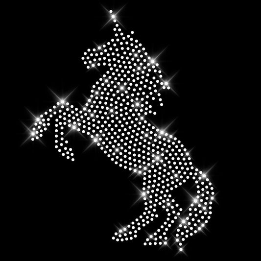 Glitzerdeals Bügelbild Strass Einhorn stehend Strassmotiv zum Aufbügeln Einhorn Bügelmotiv Unicorn Strass Aufbügler Einhorn