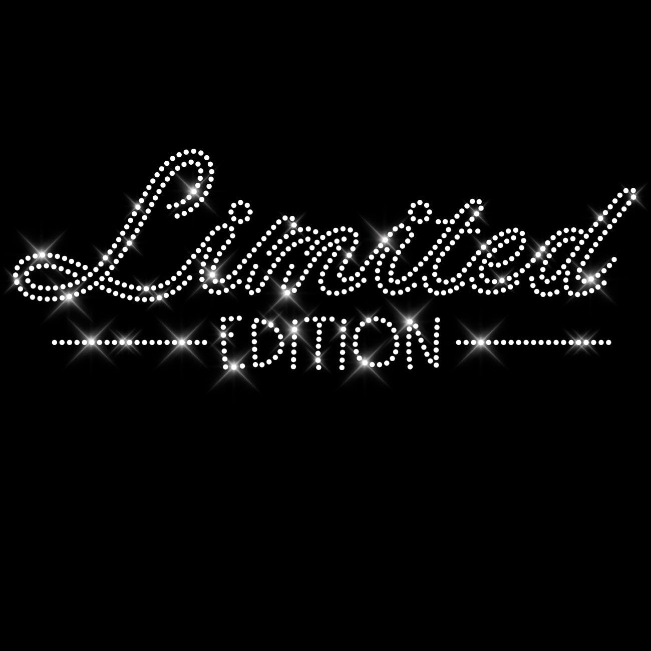 Strass Bügelbild Limited Edition – Glitzer Aufbügler für Textilien, Sprüche Bügelmotiv Geburtstag – 245 x 90 mm, ca. 580 Steine
