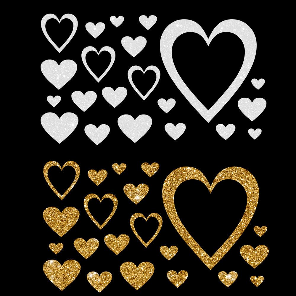 Glitzerdeals Bügelbild Glitzer Herzen Glitzerbild zum Aufbügeln Herzen Glitzerflex Herz Bling Aufbügler Karneval