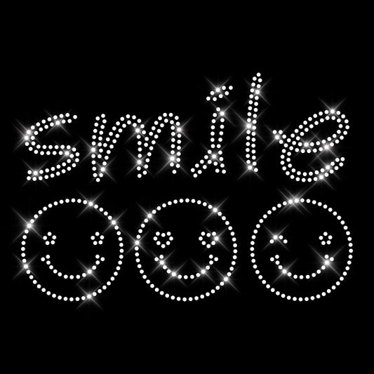 Glitzerdeals Bügelbild Strass Smile lachendes Gesicht zwinkern Strassmotiv zum Aufbügeln Smile Bügelmotiv lachendes Gesicht Strass Aufbügler Lachen