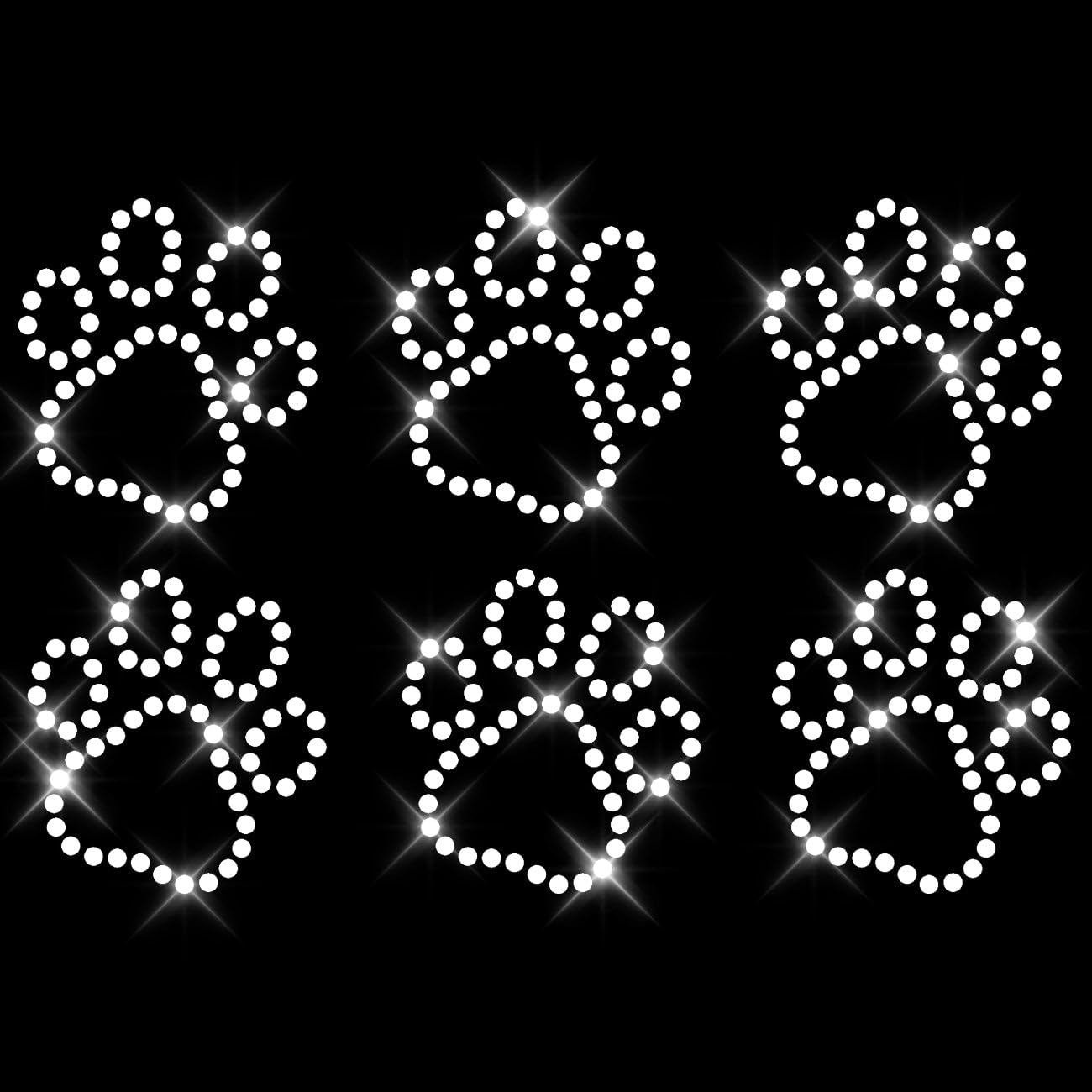 Glitzerdeals Bügelbilder Karneval Strass Pfoten Umriss Set Aufbügler für Textilien Pfote Bügelmotiv Hundepfoten Strass Bügelbild Pfoten