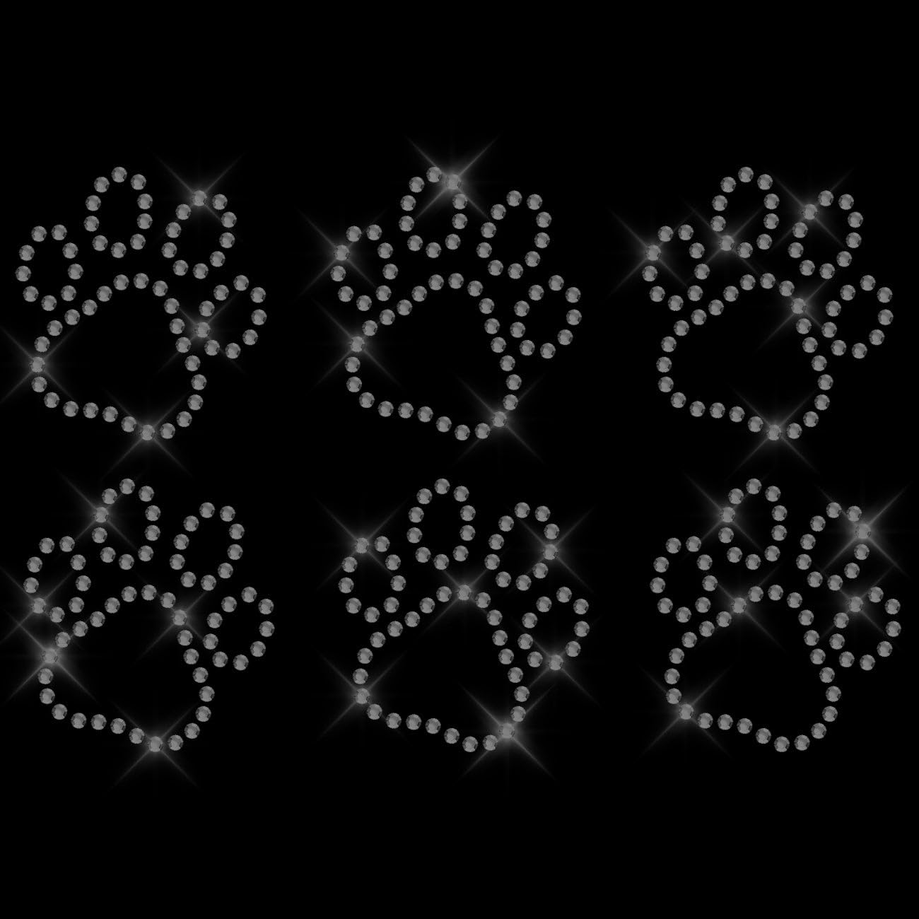 Glitzerdeals Bügelbilder Karneval Strass Pfoten Umriss Set Aufbügler für Textilien Pfote Bügelmotiv Hundepfoten Strass Bügelbild Pfoten