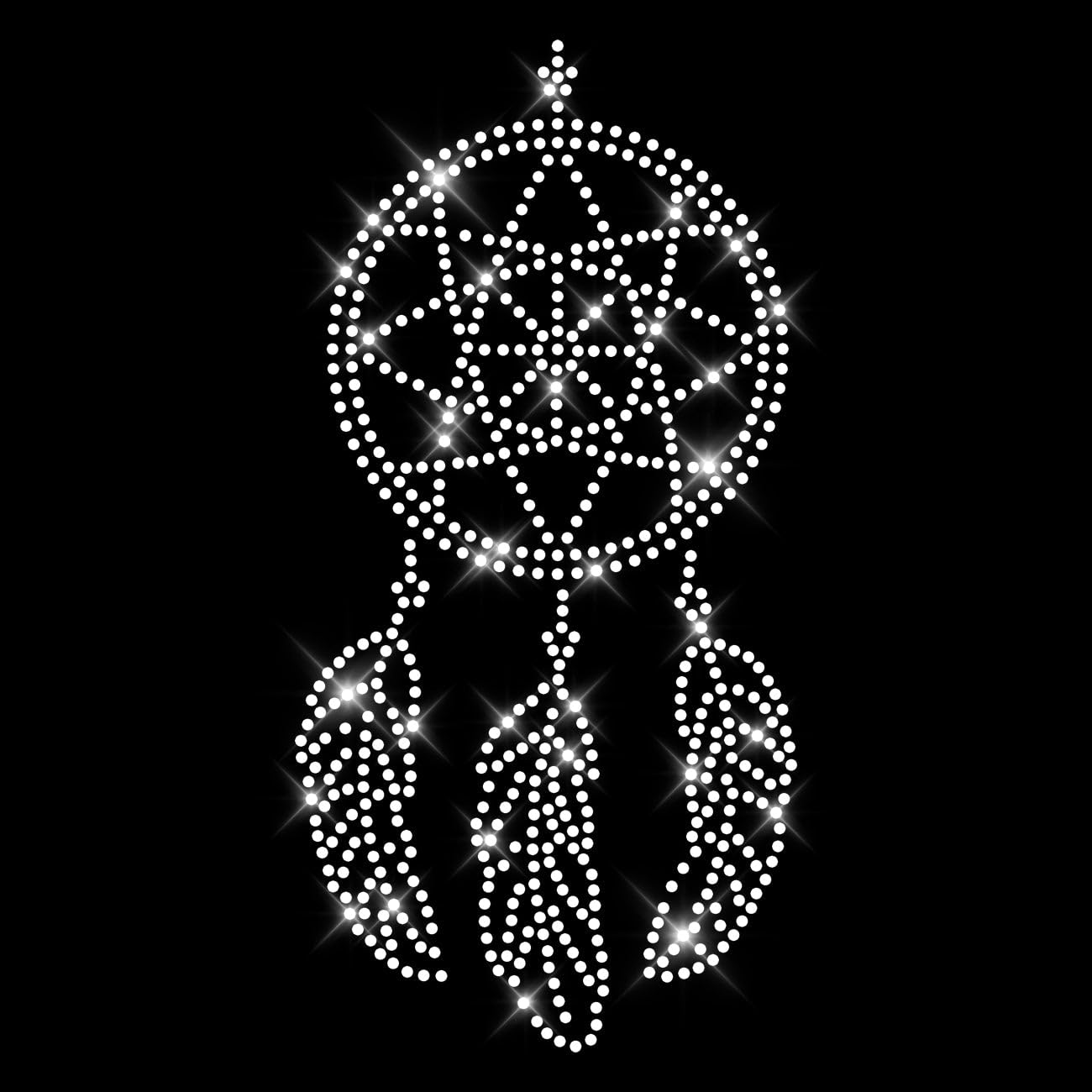 Glitzerdeals Bügelbild Strass funkelnder Traumfänger kristall Dreamcatcher Strassmotiv zum Aufbügeln Traumfänger Bügelmotiv Dreamcatcher Strass Aufbügler Traumfänger