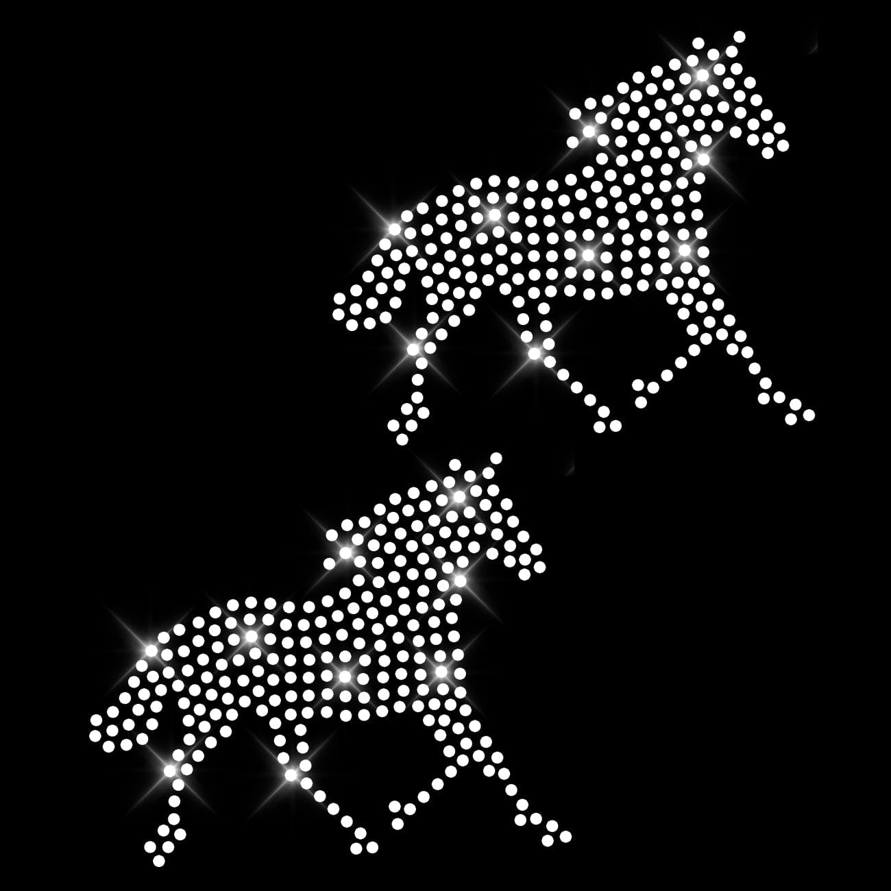 Glitzerdeals Bügelbilder Karneval Strass Pferde und Hufeisen Aufbügler für Textilien Pferd Bügelmotiv Hufeisen Strass Bügelbild Reiten