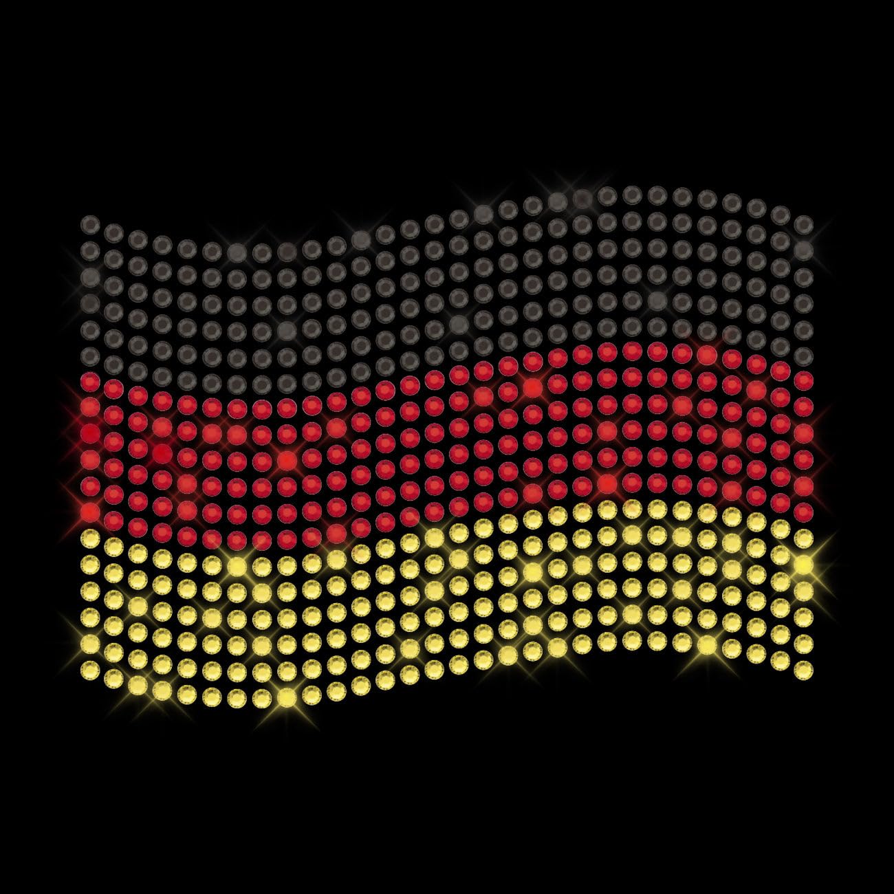 Glitzerdeals Bügelbilder Karneval Strass Deutschland Flagge EM WM 2024 Aufbügler für Textilien Germany Bügelmotiv Flagge Strass Bügelbild Germany