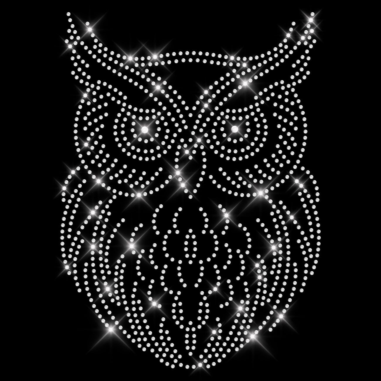 Glitzerdeals Bügelbild Strass Eule kristall Strassmotiv zum Aufbügeln Eule Bügelmotiv Uhu Strass Aufbügler Eule