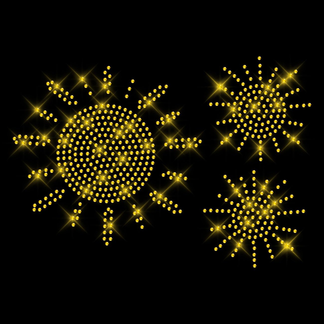 Glitzerdeals Bügelbilder Karneval Strass Sonne kleine Sonnen Set Aufbügler für Textilien Sonne Bügelmotiv Sonnen Strass Bügelbild Sonne