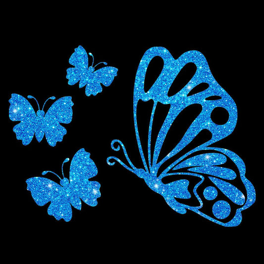 Glitzerdeals Bügelbilder Glitzer Schmetterlinge im Set Aufbügler für Textilien Karneval Kostüm Schmetterling Bügelflicken Schmetterlinge Fasching Patch zum Aufbügeln Schmetterling