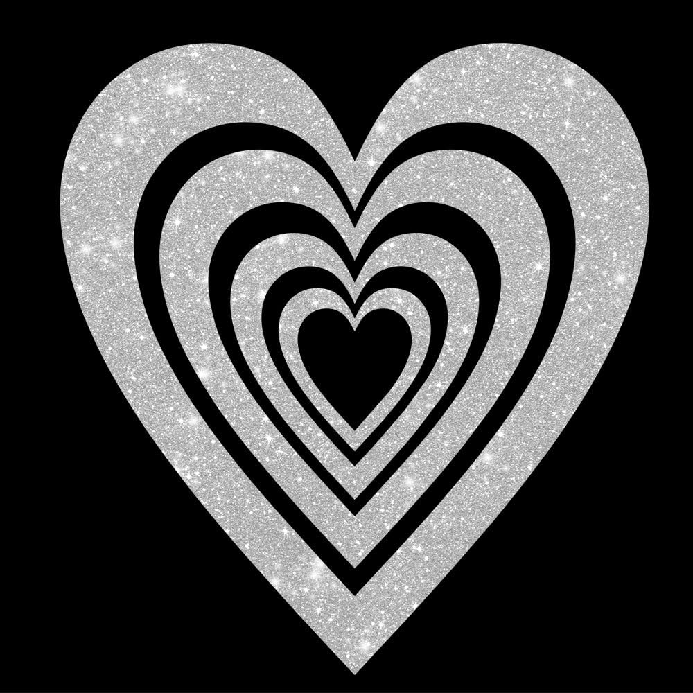 Glitzerdeals Bügelbilder Glitzer großes Herz Silhouette Glitzer Aufbügler für Textilien Karneval Kostüm Herzen Bügelflicken Sterne Fasching Patch zum Aufbügeln Herzen