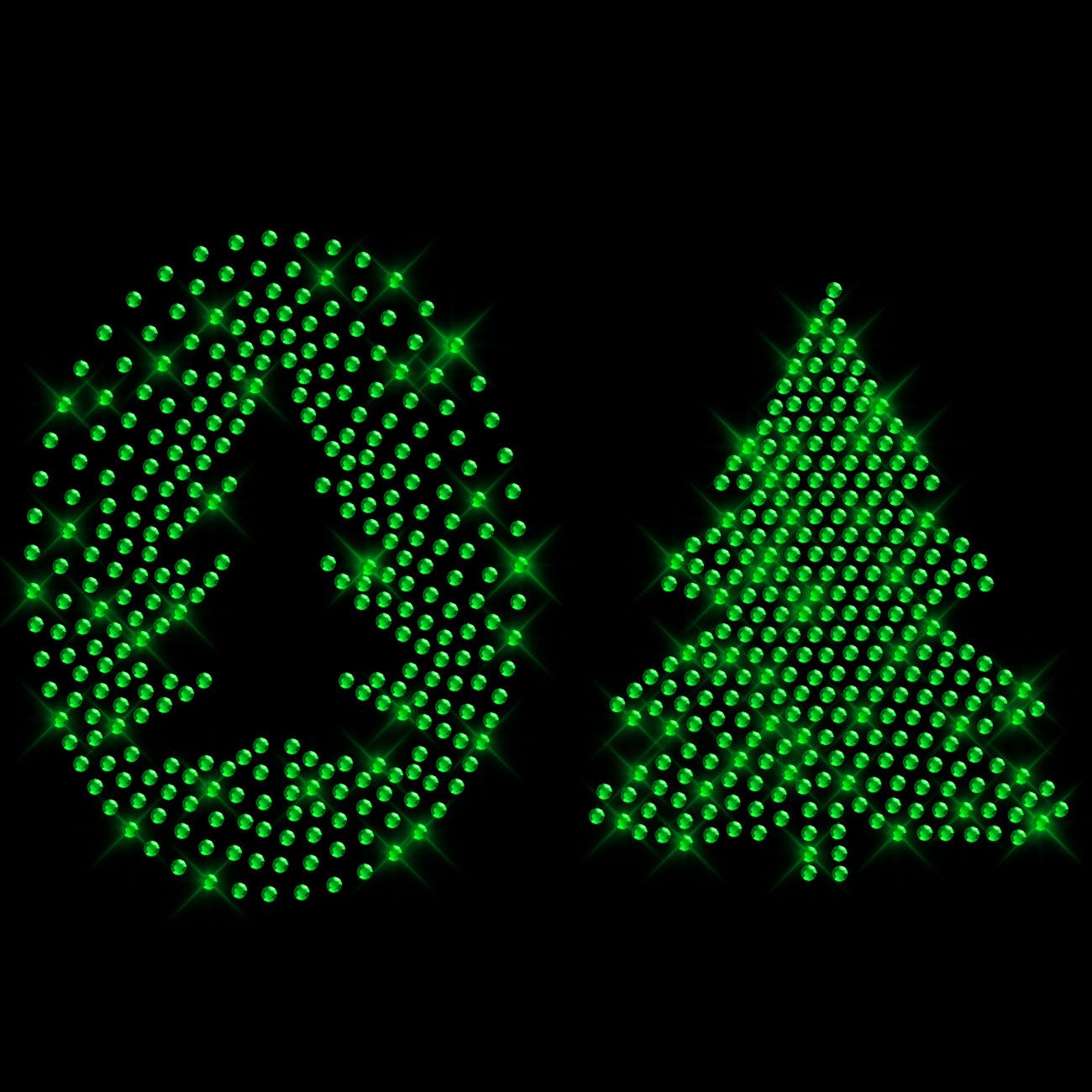 Glitzerdeals Bügelbilder Karneval Strass Weihnachten Weihnachtsmotiv Weihnachtsbaum klein 2er Aufbügler für Textilien Wie Bügelmotiv Sterne Strass Bügelbild Wie