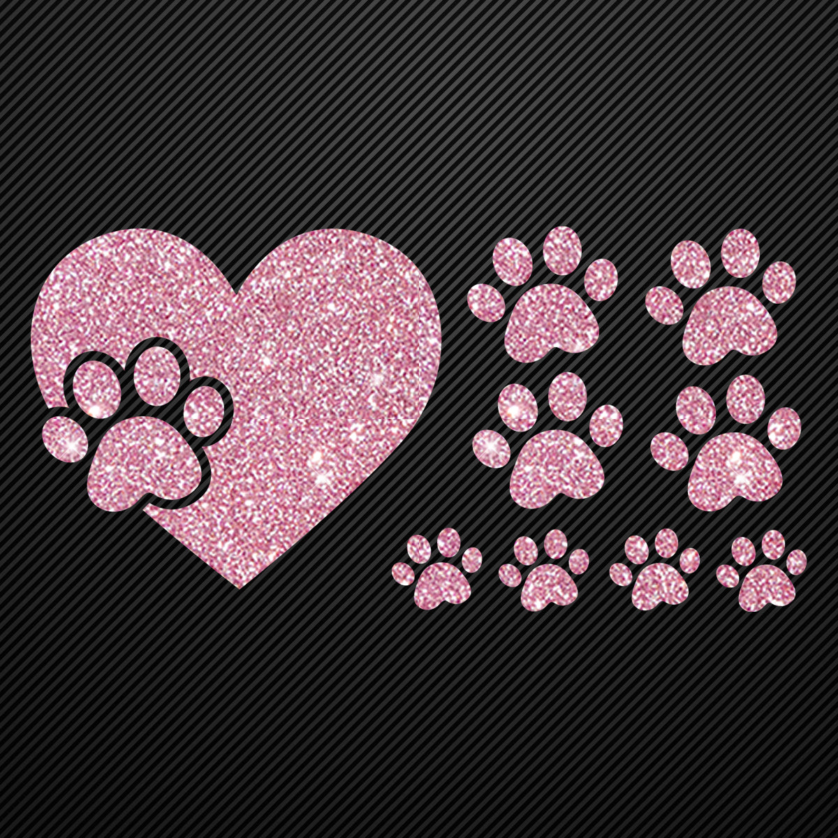 Glitzerdeals Bügelbild Glitzer Pfoten zum Aufbügeln Aufbügler Pfote im Herz Bügelmotiv Glitter Set Glitzerbild Bügelbilder mit Glitzer
