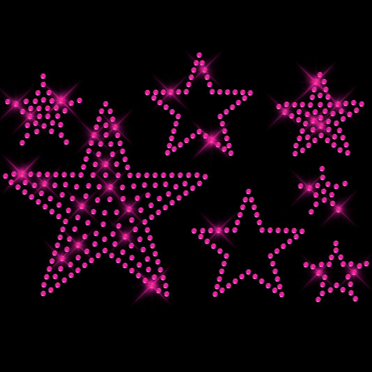 Glitzerdeals Bügelbild Strass Sterne Set A5 rot Stern Strassmotiv zum Aufbügeln Sterne Bügelmotiv für Textilien Strass Aufbügler