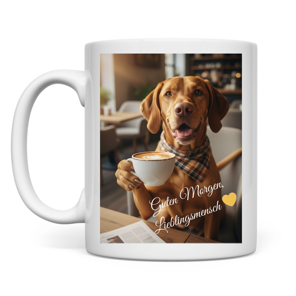 Kaffeebecher Magyar Vizsla - Guten Morgen Lieblingsmensch - schönes Geschenk f. Herrchen Frauchen