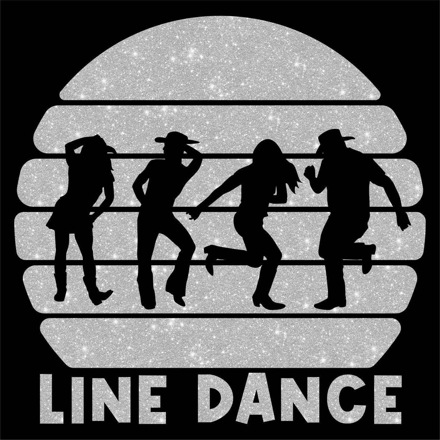 Glitzerdeals Bügelbilder mit oder ohne Glitzer Line Dance Bügelbild zum Aufbügeln auf Textilien Western Bügelmotiv Aufbügler Bügelpatch