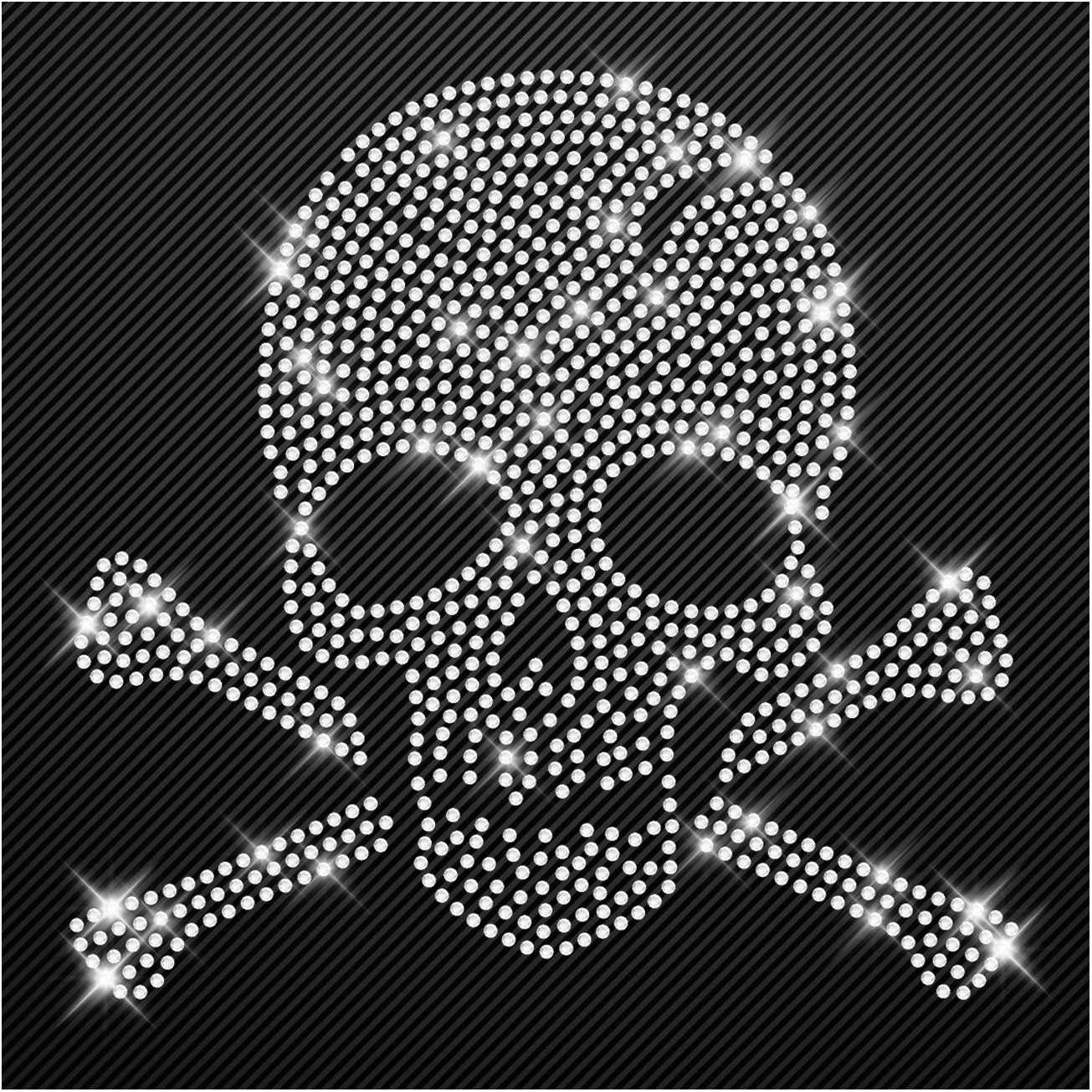 Strass Bügelbild Totenkopf Strassmotiv zum Aufbügeln Aufbügler Skull Hotfix iron-on-rhinestone transfer Bügelmotiv kristall Schädel Glitzer