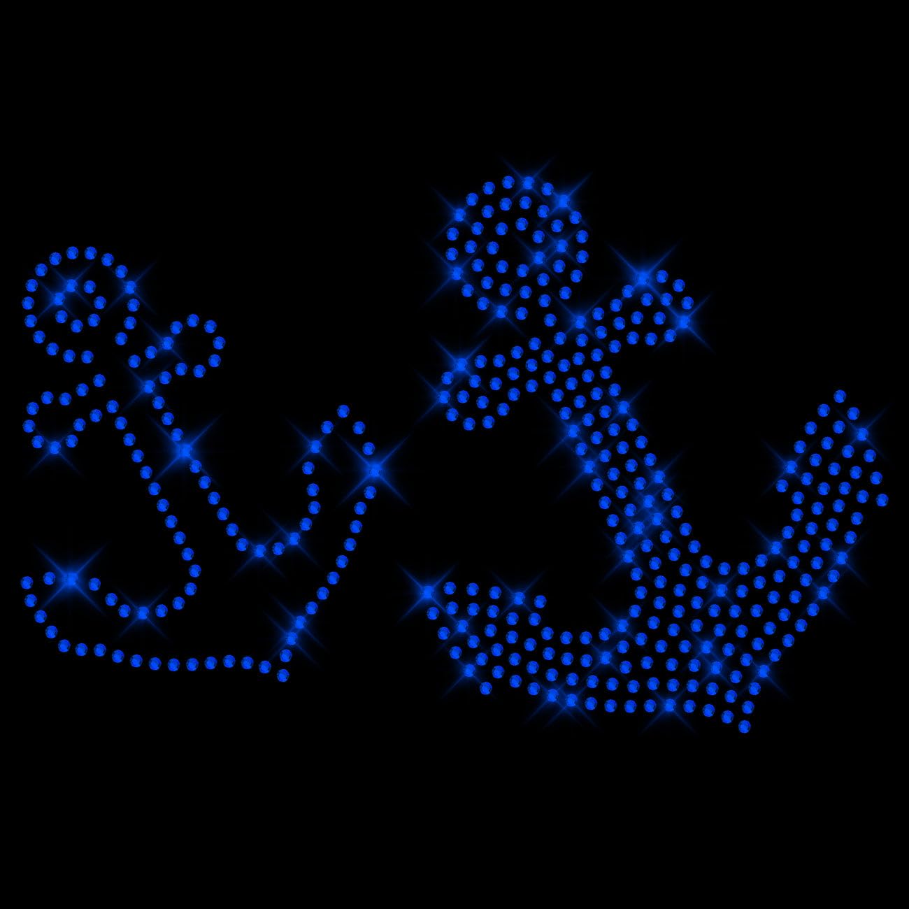 Glitzerdeals Bügelbild Strass Anker 2er Set Strassmotiv zum Aufbügeln Anker Bügelmotiv anchor Strass Aufbügler Anker