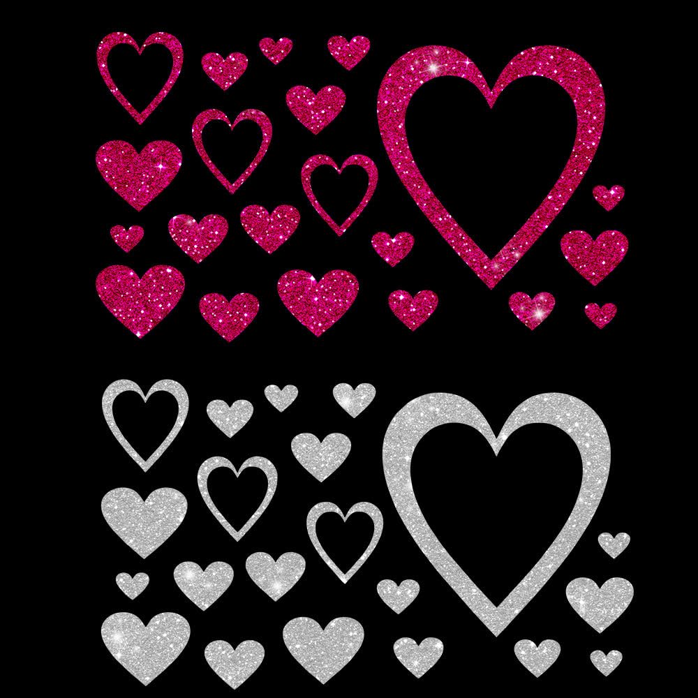 Glitzerdeals Bügelbild Glitzer Herzen Glitzerbild zum Aufbügeln Herzen Glitzerflex Herz Bling Aufbügler Karneval