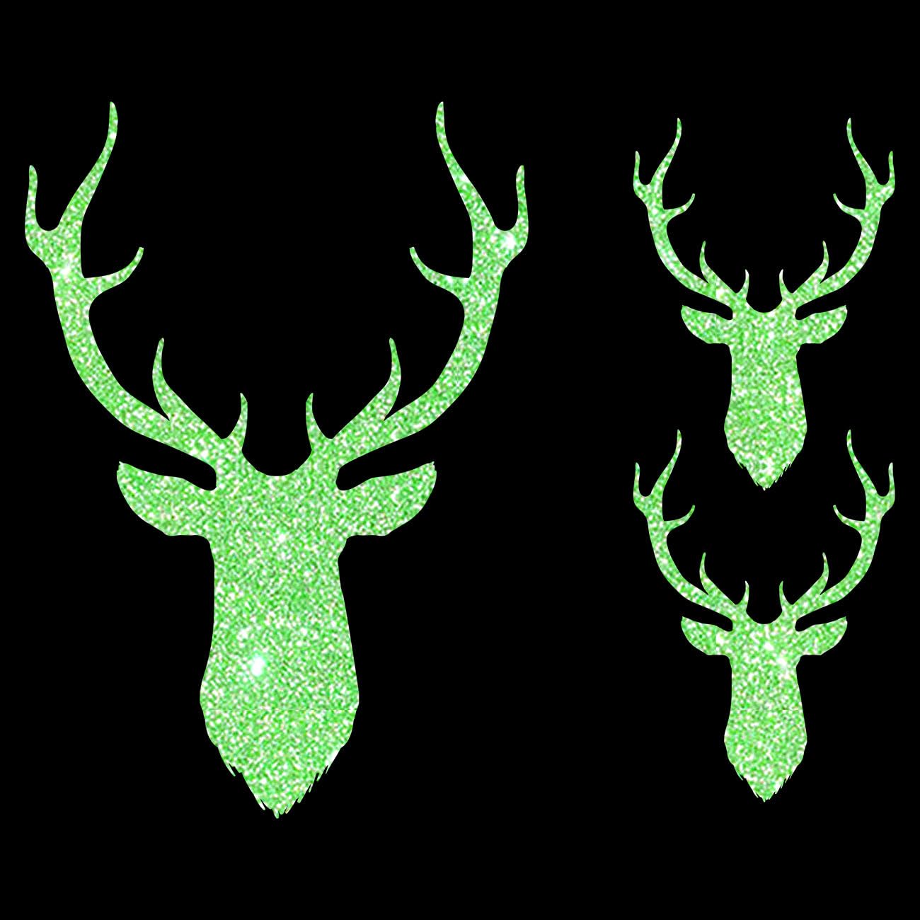 Glitzerdeals Bügelbild Glitzer Hirsch Silhouetten 3er Set Oktoberfest Glitzerbild zum Aufbügeln Hirsch Glitzerflex Oktoberfest Bling Aufbügler Hirsch