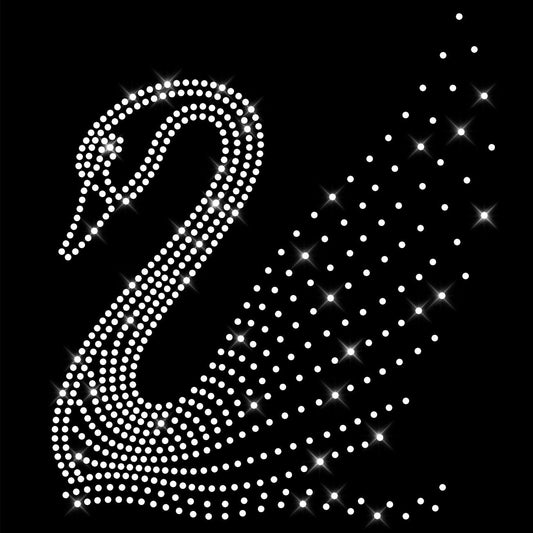 Glitzerdeals Bügelbild aus Strass eleganter Schwan zum Aufbügeln Glitzerbild zum Aufbügeln Schwan Strassmotiv Schwäne Aufbügler Glitzer Schwan