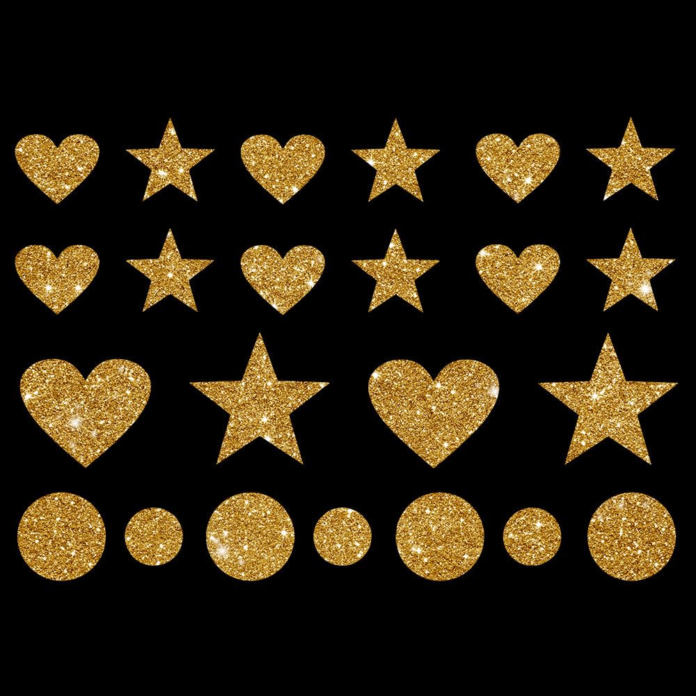 Glitzerdeals Bügelbild Glitzer Herzen Sterne Punkte Karneval Glitzer Glitzerbild zum Aufbügeln Herzen Glitzerflex Sterne Bling Aufbügler Herzen