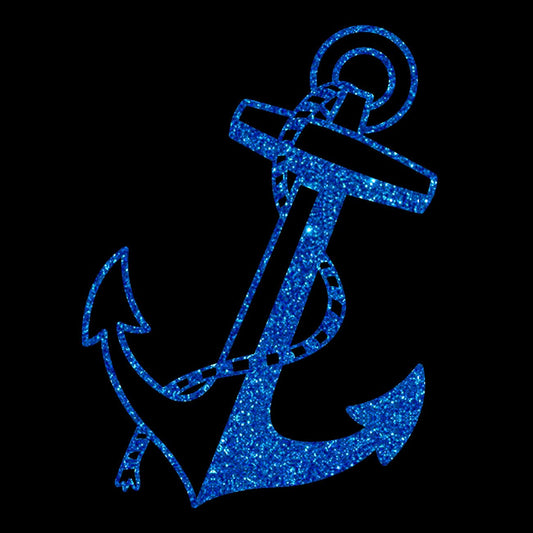Glitzerdeals Bügelbild Glitzer großer Anker mit Seil Glitzerbild zum Aufbügeln Anker Glitzerflex maritim Bling Aufbügler Anker