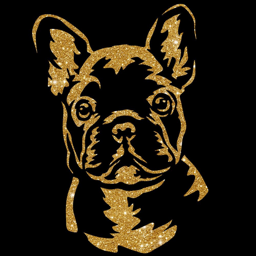 Glitzerdeals Bügelbild Glitzer Französiche Bulldogge Frenchie Aufbügler Französiche Bulldogge Glitzerbild zum Aufbügeln Glitzerflex Frenchie Bling