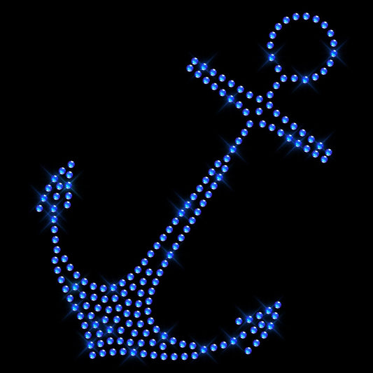 Glitzerdeals Bügelbild Strass funkelnder Anker Strassmotiv zum Aufbügeln Anker Bügelmotiv Strass Anker Strass Aufbügler Anker