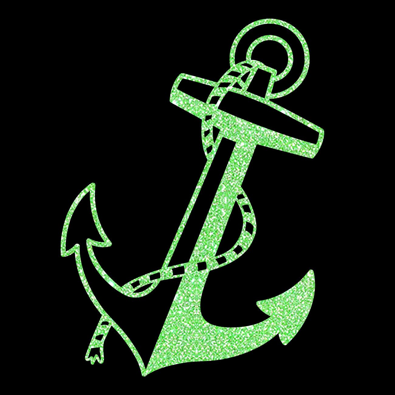 Glitzerdeals Bügelbild Glitzer großer Anker mit Seil Glitzerbild zum Aufbügeln Anker Glitzerflex maritim Bling Aufbügler Anker
