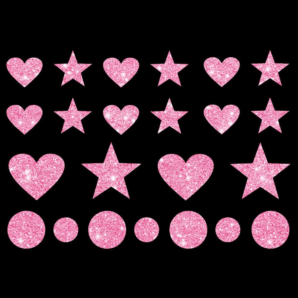 Glitzerdeals Bügelbild Glitzer Herzen Sterne Punkte Karneval Glitzer Glitzerbild zum Aufbügeln Herzen Glitzerflex Sterne Bling Aufbügler Herzen
