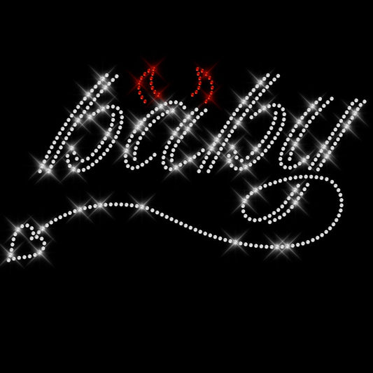 Glitzerdeals Bügelbild Strass baby und Teufelshörnchen Strassmotiv zum Aufbügeln Teufel Bügelmotiv Babe Strass Aufbügler Teufel