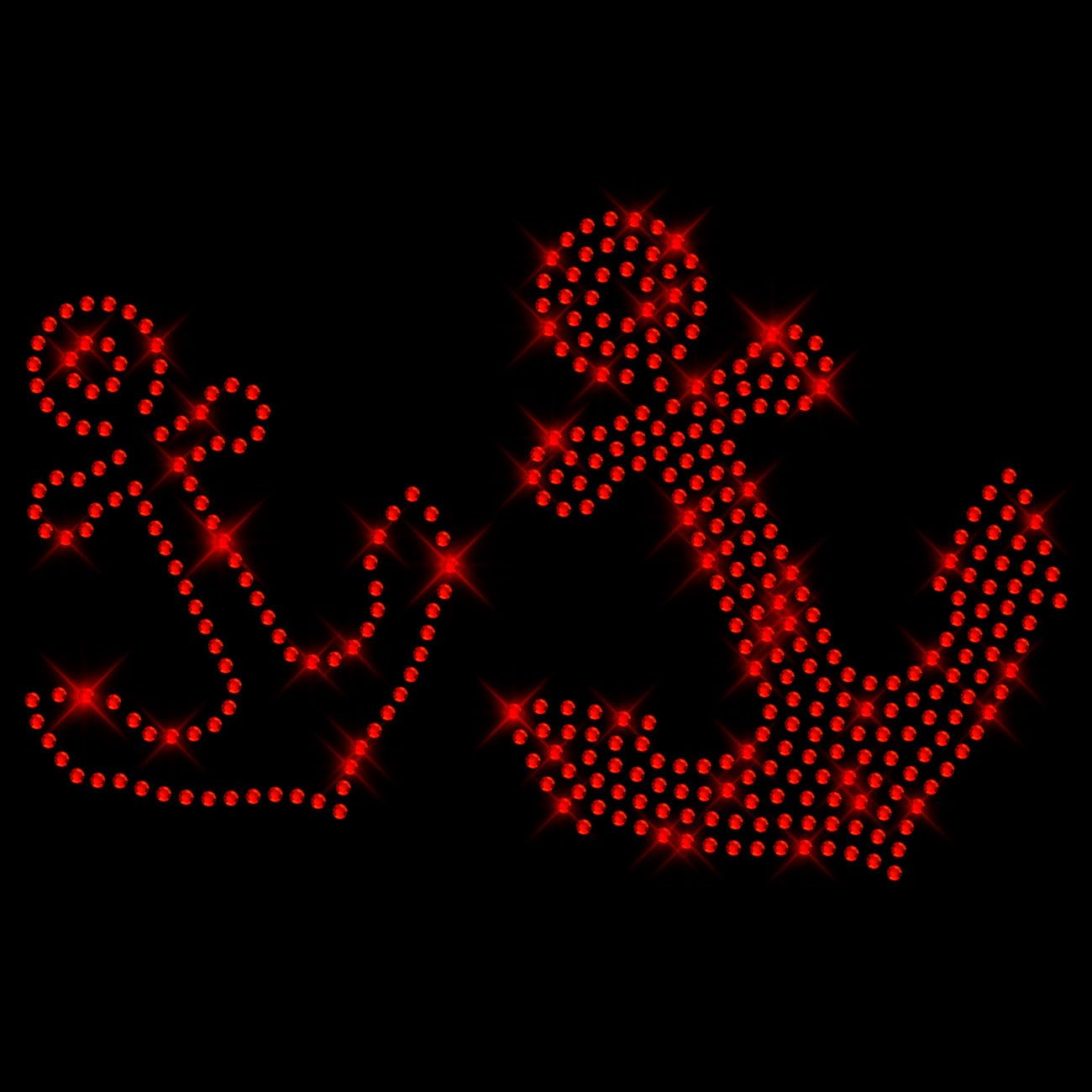 Glitzerdeals Bügelbild Strass Anker 2er Set Strassmotiv zum Aufbügeln Anker Bügelmotiv anchor Strass Aufbügler Anker