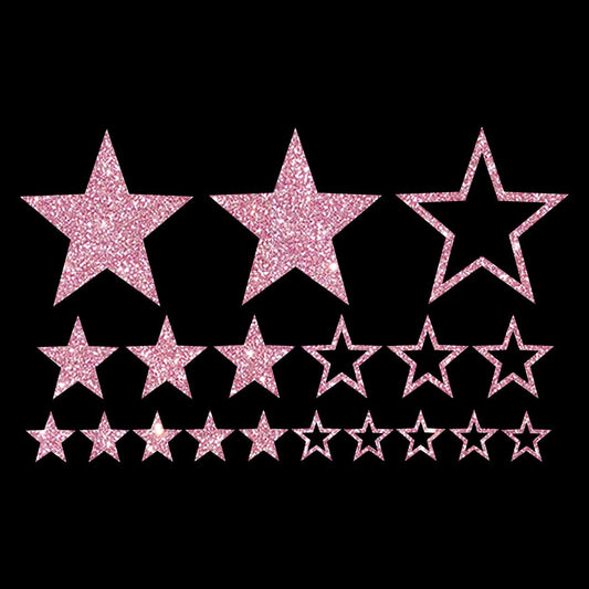 Glitzerdeals Bügelbild Glitzer Sterne im Set Glitzerbild zum Aufbügeln Sterne Glitzerflex Stern Bling Aufbügler Sterne