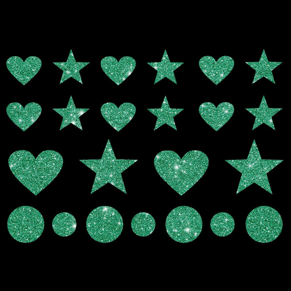 Glitzerdeals Bügelbild Glitzer Herzen Sterne Punkte Karneval Glitzer Glitzerbild zum Aufbügeln Herzen Glitzerflex Sterne Bling Aufbügler Herzen