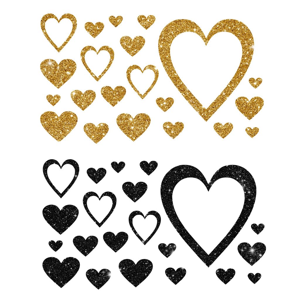 Glitzerdeals Bügelbild Glitzer Herzen Glitzerbild zum Aufbügeln Herzen Glitzerflex Herz Bling Aufbügler Karneval