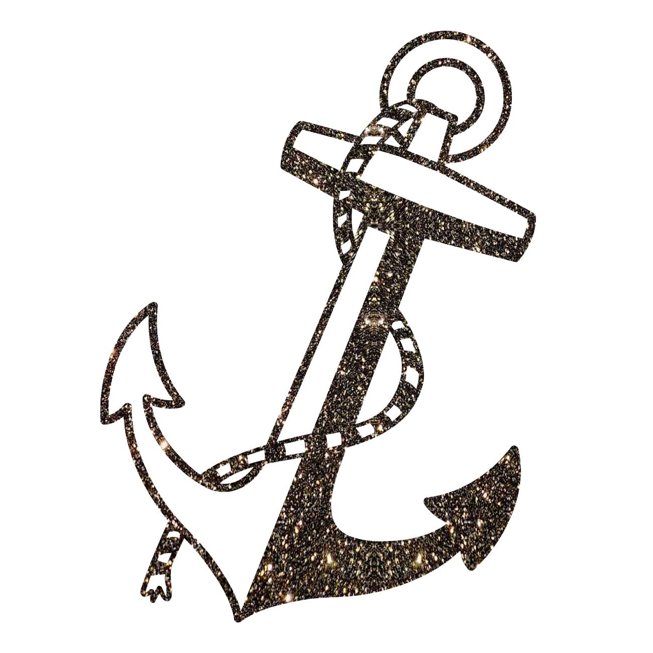 Glitzerdeals Bügelbild Glitzer großer Anker mit Seil Glitzerbild zum Aufbügeln Anker Glitzerflex maritim Bling Aufbügler Anker