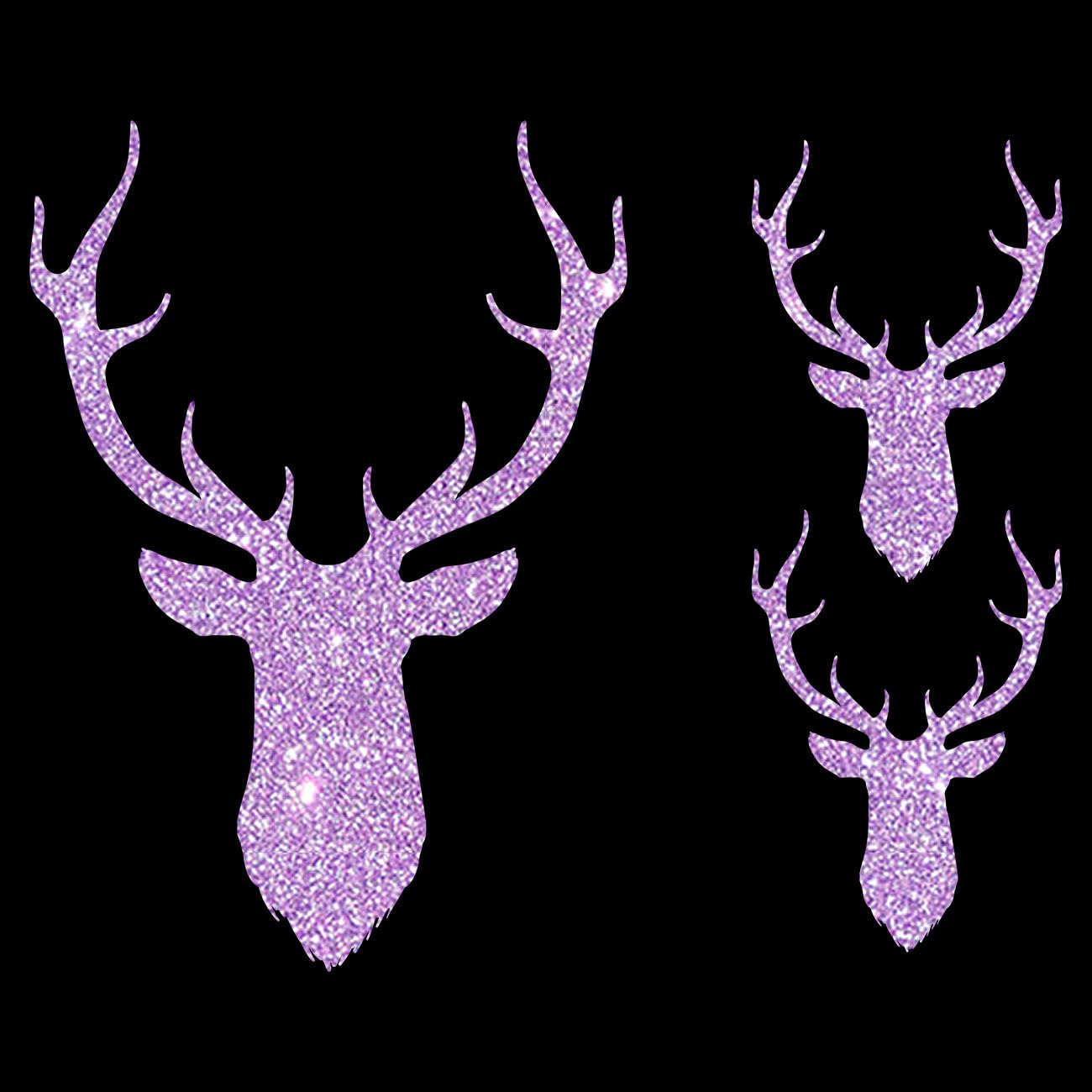 Glitzerdeals Bügelbild Glitzer Hirsch Silhouetten 3er Set Oktoberfest Glitzerbild zum Aufbügeln Hirsch Glitzerflex Oktoberfest Bling Aufbügler Hirsch