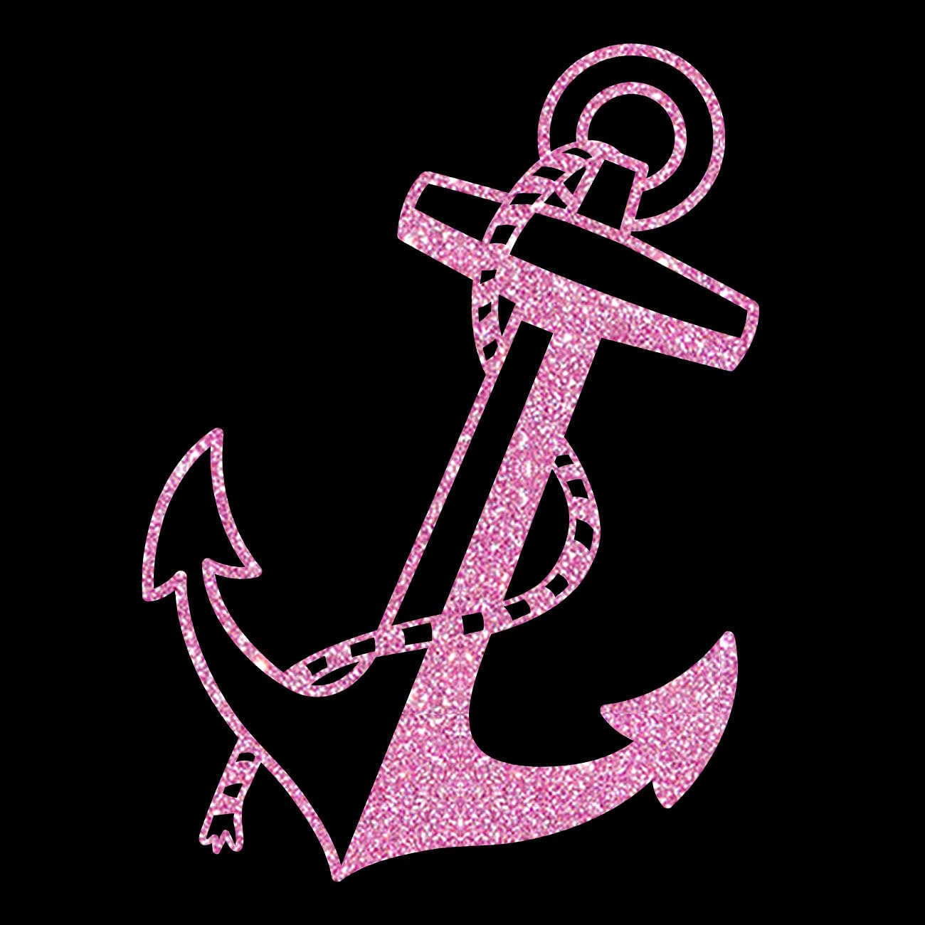 Glitzerdeals Bügelbild Glitzer großer Anker mit Seil Glitzerbild zum Aufbügeln Anker Glitzerflex maritim Bling Aufbügler Anker