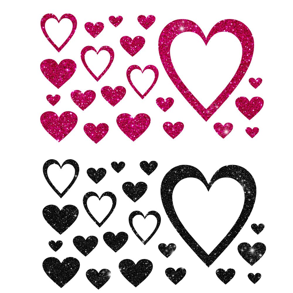 Glitzerdeals Bügelbild Glitzer Herzen Glitzerbild zum Aufbügeln Herzen Glitzerflex Herz Bling Aufbügler Karneval