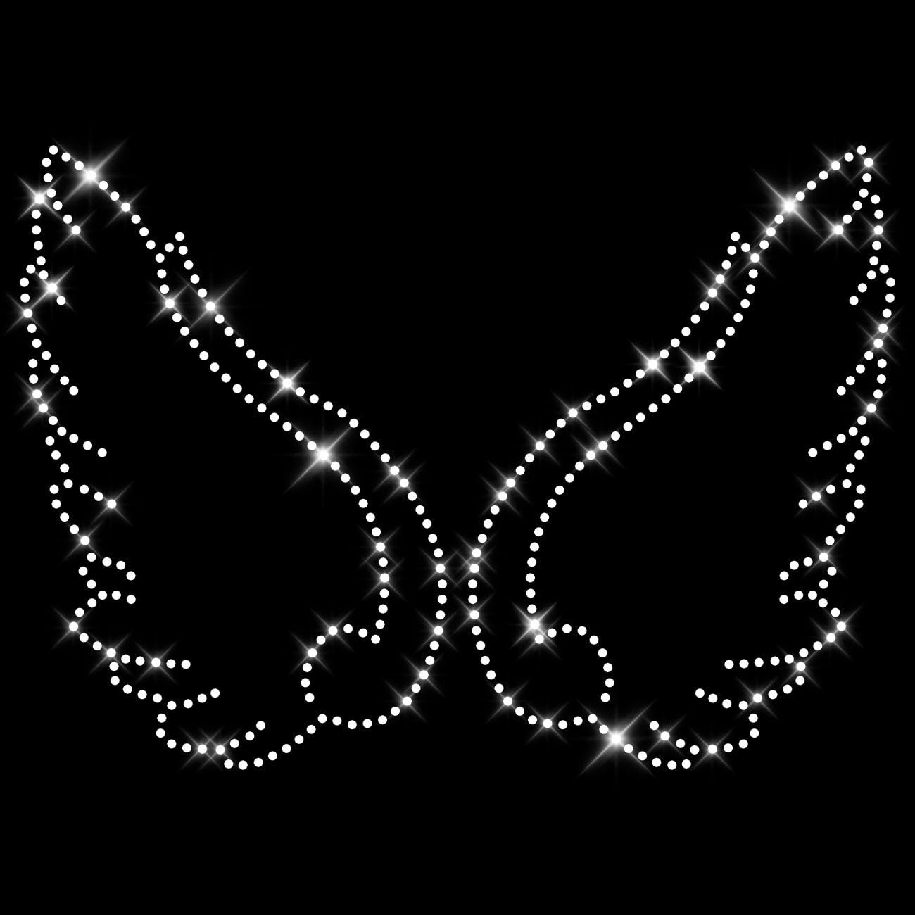 Glitzerdeals Bügelbild Strass Fllügel und Herz mit Flügeln Strassmotiv zum Aufbügeln Flügel Bügelmotiv Engelsflügel Strass Aufbügler Flügel