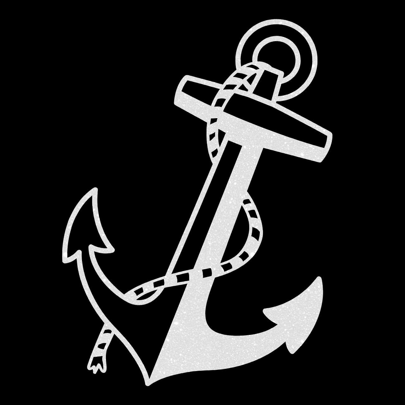 Glitzerdeals Bügelbild Glitzer großer Anker mit Seil Glitzerbild zum Aufbügeln Anker Glitzerflex maritim Bling Aufbügler Anker