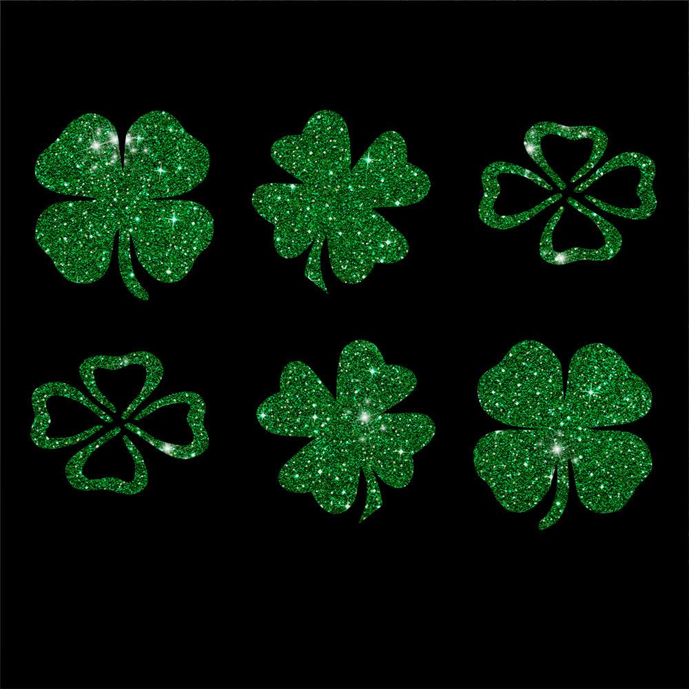 Glitzerdeals Bügelbild Glitzer Kleeblätter Glitter Kleeblatt Set Glitzerbild zum Aufbügeln Kleeblatt Glitzerflex Glücksblatt Bling Aufbügler Kleeblatt