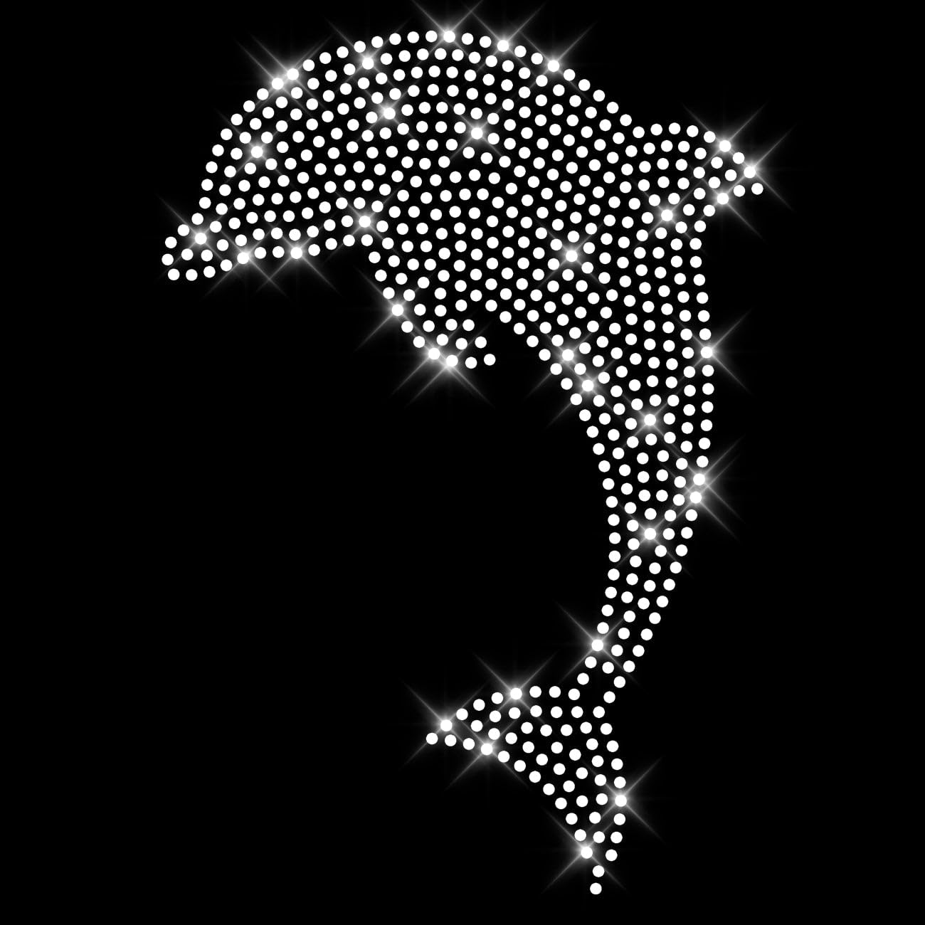 Glitzerdeals Bügelbild Strass Delfin Silhouette kristall Strassmotiv zum Aufbügeln Delfin Bügelmotiv Delphin Strass Aufbügler Delfin